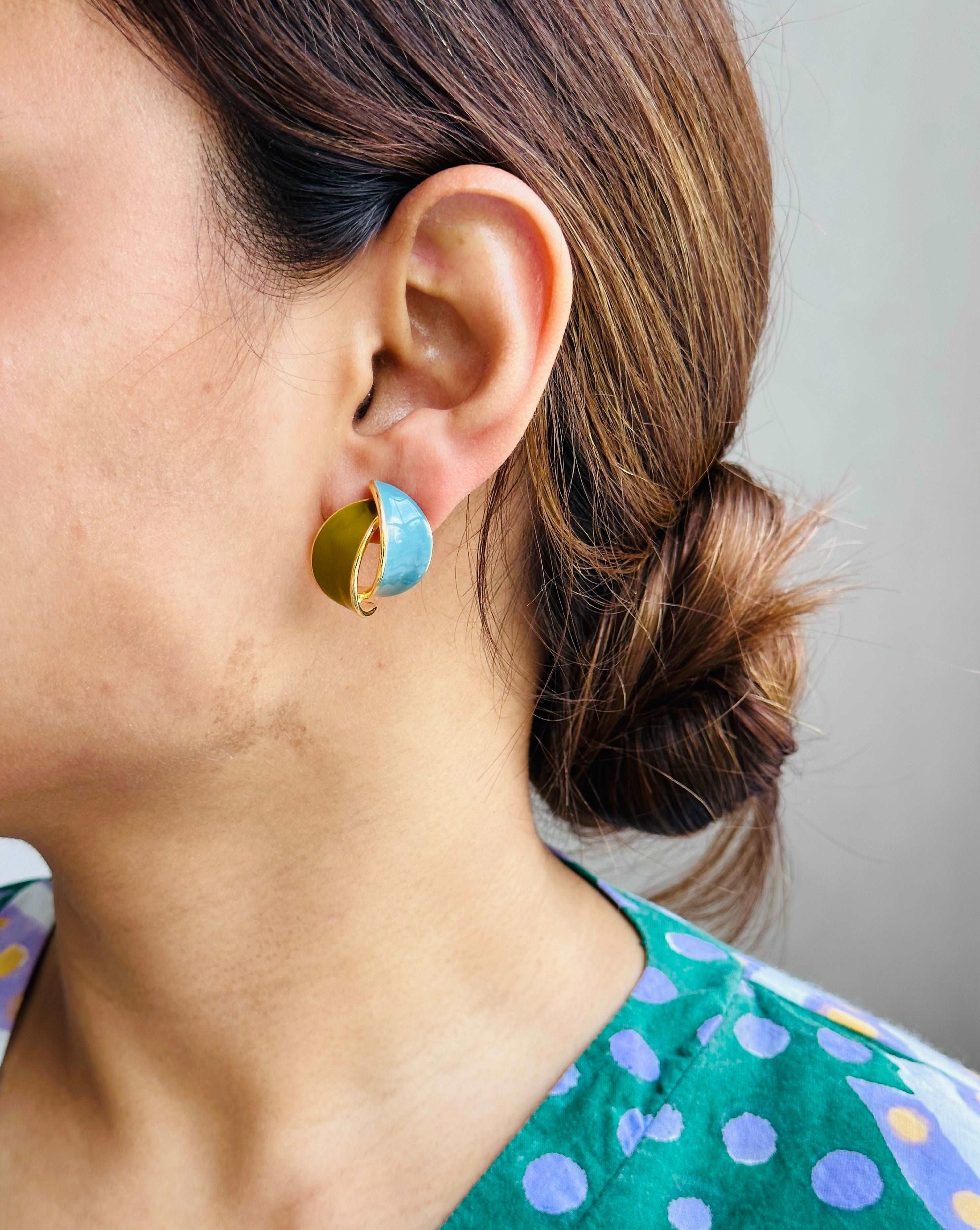 Aadhya Studs In Oilve And Blue