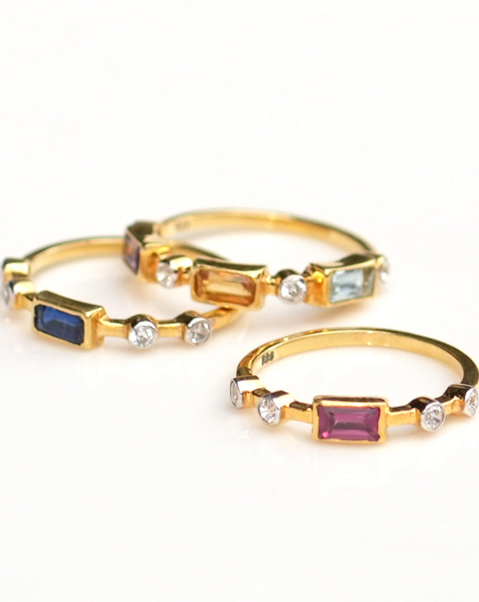 Classic Multi Gemstone Rings (Set Of Three)
