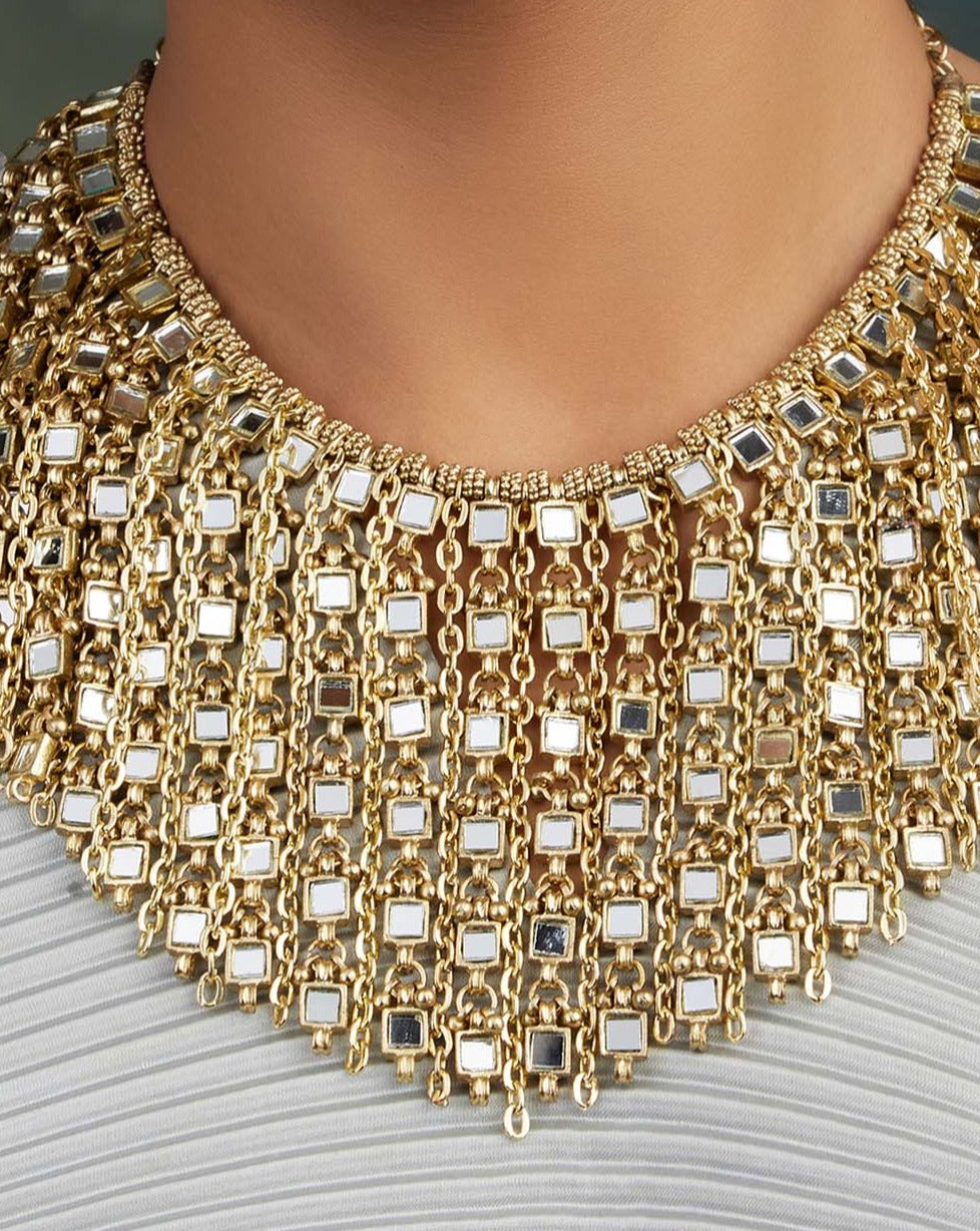 Mirror Gold Waterfall Necklace