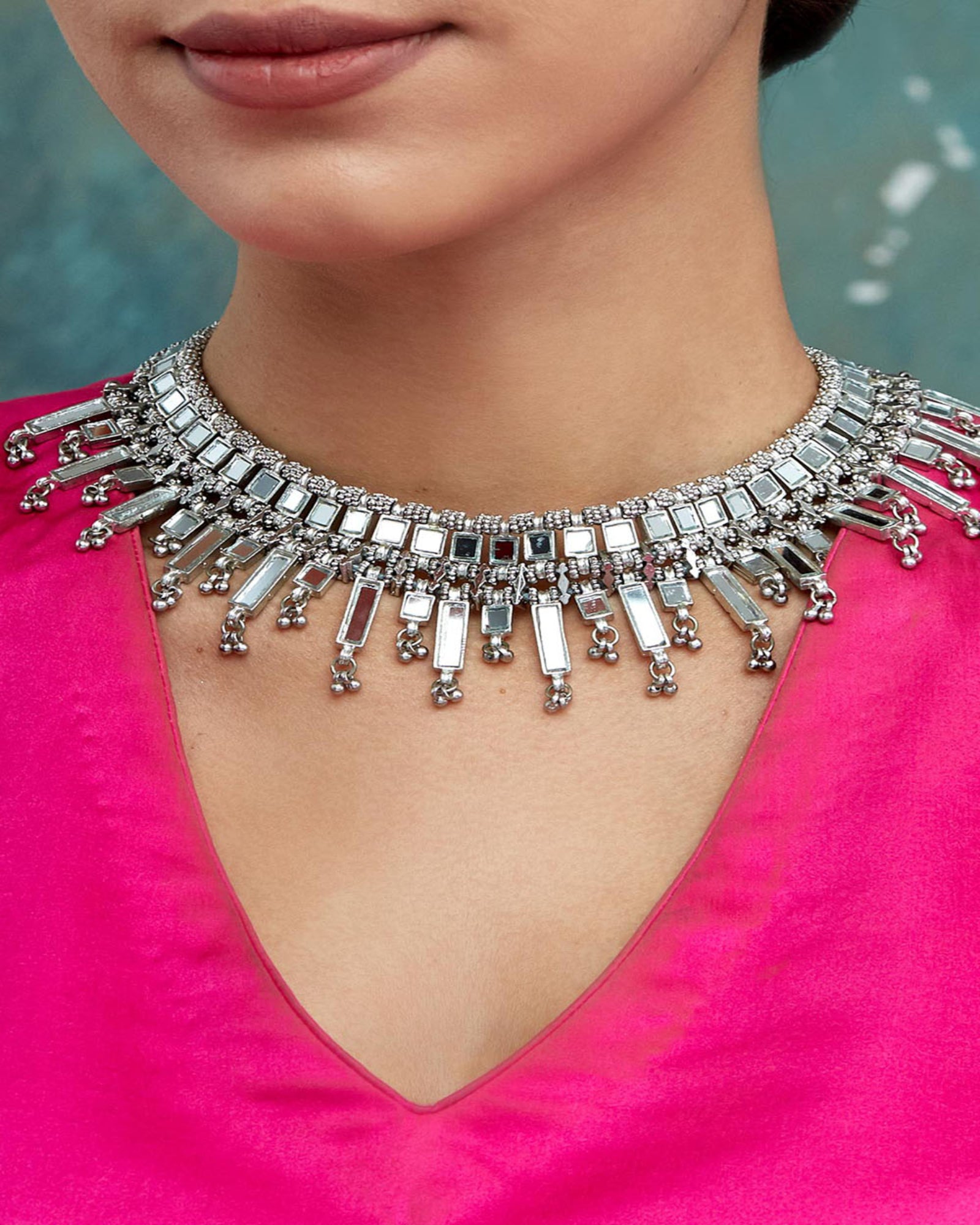 Mirror Silver Falak Qabeela Necklace